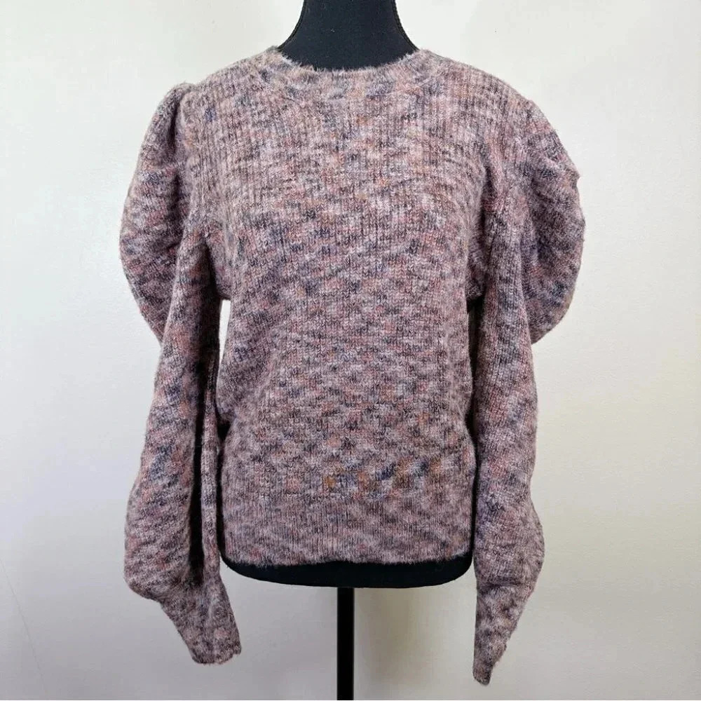 Unbranded Crewneck Puff Sleeve Space  Dye Sweater